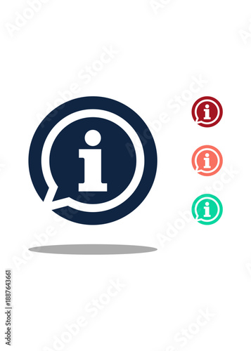 Minimalist Information Chat icon showing a lowercase i inside a chat bubble to represent digital help and communication.