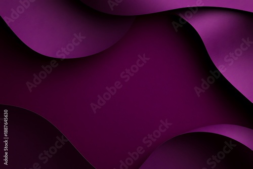 Top-down view, deep purple paper on burgundy background, creating geometric shapes with dynamic negative space, ideal for modern graphic design.