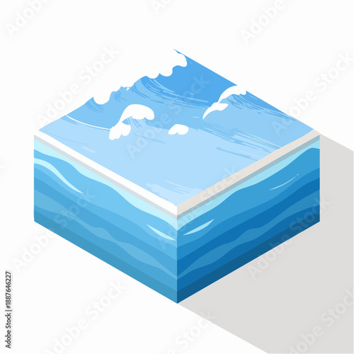 Isometric Ocean Water Cross Section.
