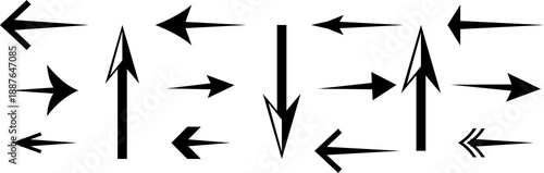 Arrow icon set. . Cursor. Black vector arrows icons. . Modern simple arrows. Black arrow pointing to the right and left . Vector illustration .