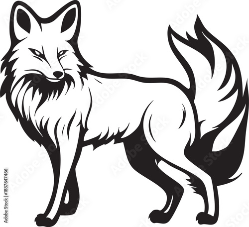 Renard a poils long - Silhouette