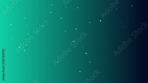 A captivating abstract background featuring a vibrant turquoise to dark blue gradient adorned with delicate, shimmering star-like particles, creating a modern and ethereal visual effect