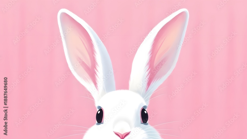 Obraz premium Easter bunny portrait with pink background for spring celebrations