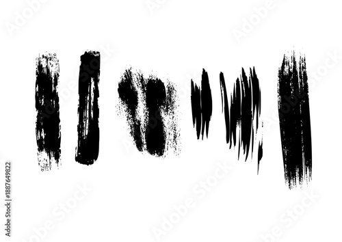 黒インクのブラシストローク テクスチャセット ベクター素材