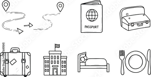 Organized Travel Planning Kit Journey Essentials Icons
