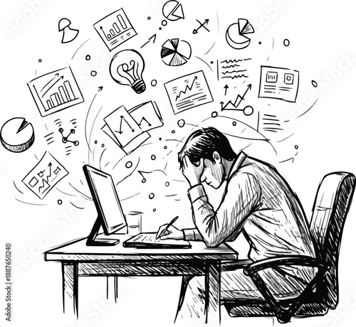 Overwhelmed by demanding work business tasks and pressure