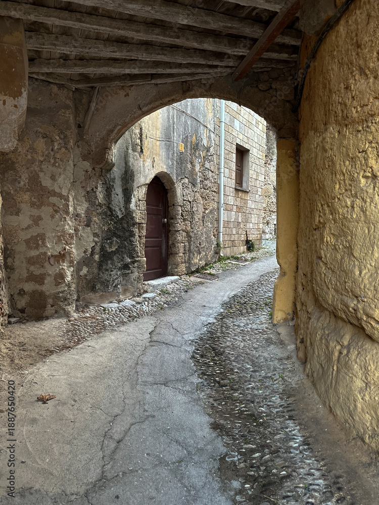 Fototapeta premium old empty street in rhodes oldtown