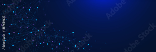 Abstract futuristic science and technology with plexus design. Modern network connection, big data visualization and global communication concept. Vector