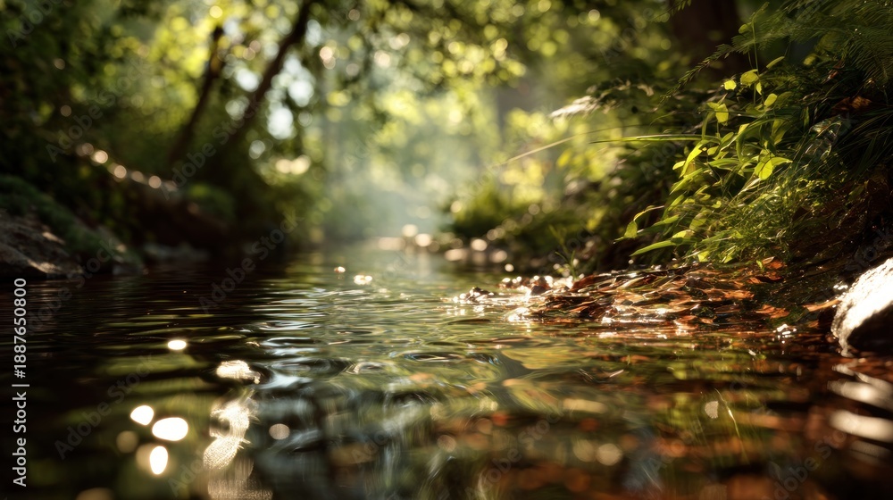 Fototapeta premium Forest stream sunlight
