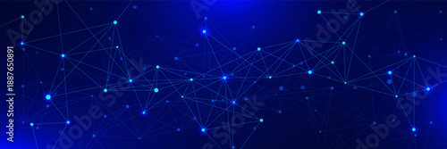 Futuristic glowing points and lines for global network connection. Big data visualization. Design for global communication, science and technology concept background. Vector