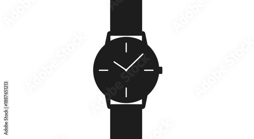 Minimalist black wristwatch with a simple dial and strap.