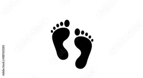 Black Footprints Icon on White Background.