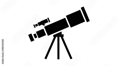 Silhouette of a telescope on a tripod stand.