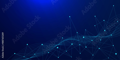 High technology plexus for network connection. Futuristic connecting the dots and lines. Big data visualization. Design for science and medical concept. Vector