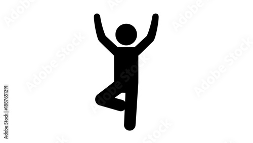 Silhouette of a person in a yoga tree pose.