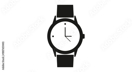 Classic Wristwatch with Black Leather Strap and White Face.