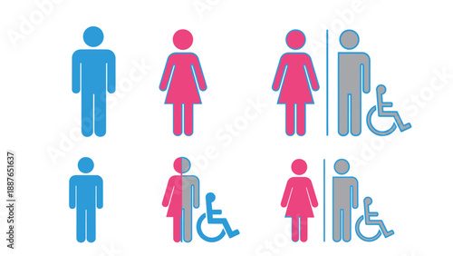 Restroom Signs for Men Women and Disabled People.