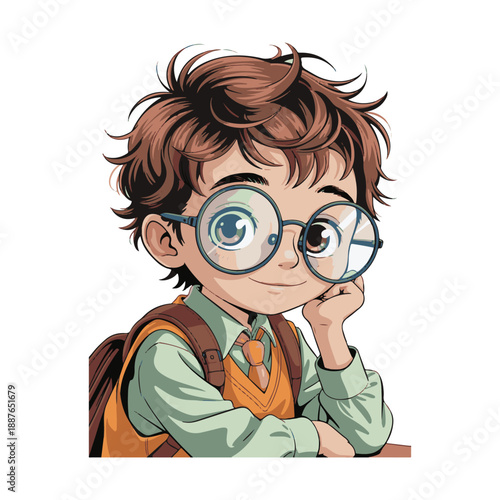 boy with magnifying glass