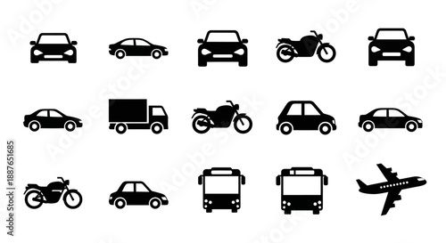 Collection of Transportation Vehicle Icons.