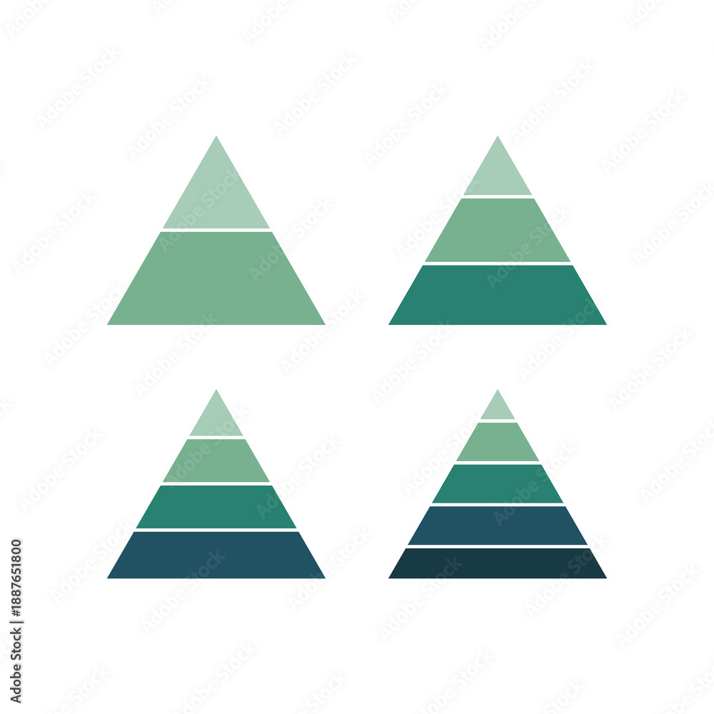 Obraz premium Triangle pyramid chart set icon isolated on white background