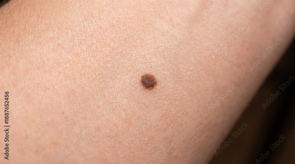 Fototapeta premium Close up view of dark nevus on human skin