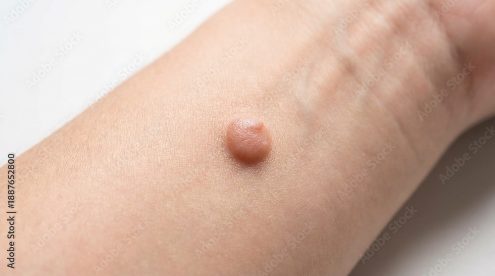 Fototapeta premium Close up of a molluscum contagiosum bump on human skin
