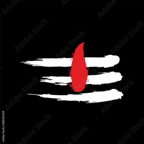 Lord Shiva Tilak Symbol with Sacred Mark, Mahakal, Hindu Spiritual Vector Illustration
