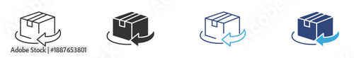 Return Package Icon set. Product Refund and Parcel Return Symbol. Shipping Service, vector Illustration.