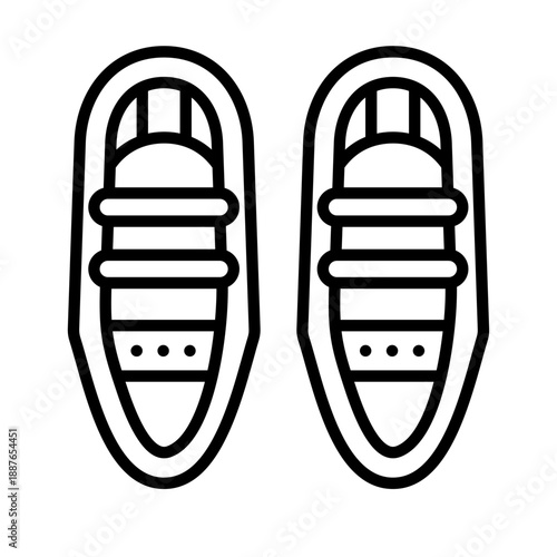 Snowshoes for Snowy Adventures: A graphic illustration showcasing a pair of snowshoes, essential gear for winter exploration, designed to distribute weight for walking on snow.