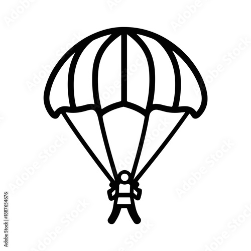 Aerial Ascent: Silhouette of a skydiver in mid-descent, showcasing the elegance and thrill of parachuting against an open canvas, representing freedom and adventure.