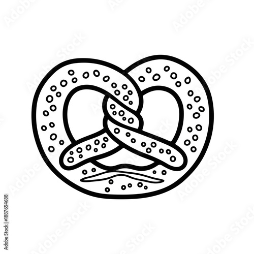 Classic Pretzel Delight: A detailed illustration of a classic pretzel, a beloved snack. The soft pretzel, a food icon, depicted with all its familiar twists and sprinkled toppings.