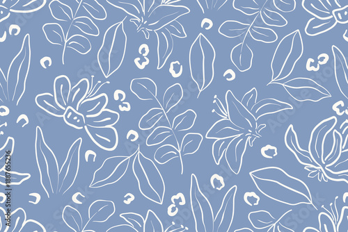 Seamless floral and leaf patterns design for all types of print textiles and background