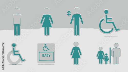 Accessible Restroom Signs and Symbols Collection.