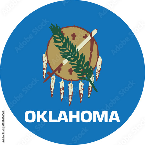 Official seal of the Oklahoma state flag with the word 'OKLAHOMA'