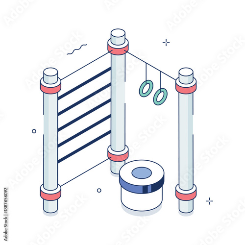 Take a look at this unique isometric illustration of complete fitness setup for training