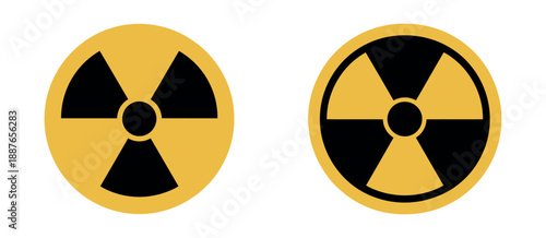 Radioactive Icon Set Vector Featuring Nuclear Symbols for Hazard, Radiation Warning, Uranium Reactor, and Toxic Danger