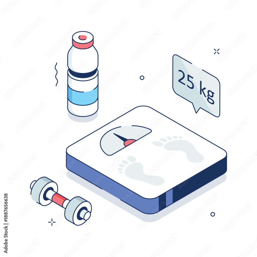 Obraz premium Isometric illustration displaying weight scale for health tracking