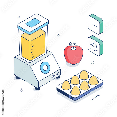 Protein shake for fitness nutrition isometric illustration in modern style