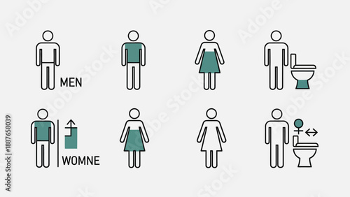 Male and Female Restroom Signs Collection.