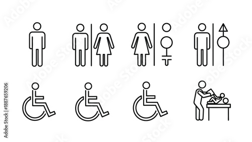Restroom Signs Icons Symbols Collection.