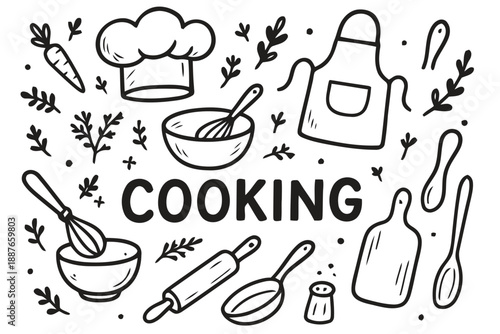 Cooking icon set vector. Culinary, restaurant, cuisine symbol or logo