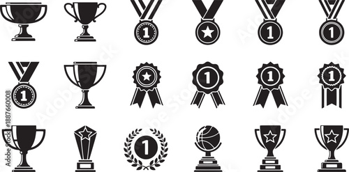 Collection of Trophies and Awards for Recognition and Achievement in Various Competitions and Celebrations