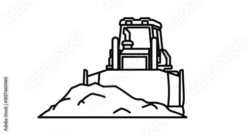 Bulldozer Pushing Earth Illustration