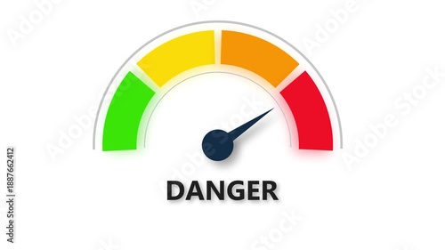 Danger Normal meter concept on black background representing moderate risk, controlled environment.