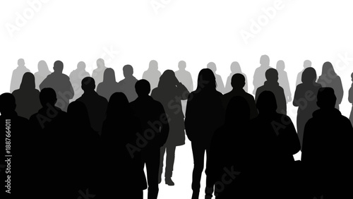 Crowd Silhouette Many People Gathering Together.