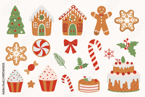 Festive holiday treats and decorations gingerbread sweets and winter greenery