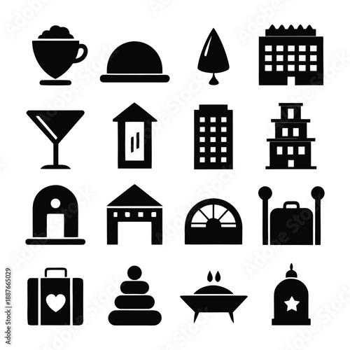 hotel icons set