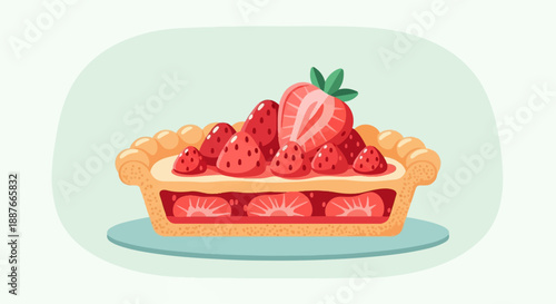 A delicious strawberry pie with a golden crust and fresh fruit filling