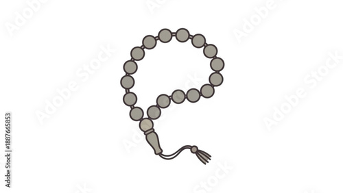 Prayer Beads with Tassel Isolated on White Background
