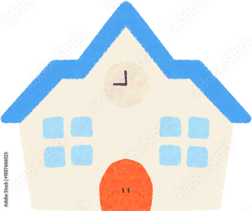 크레용으로 그린 학교 건물